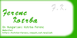 ferenc kotrba business card
